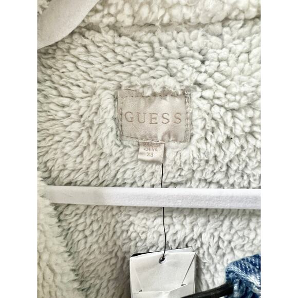 NWT Guess Lana Sherpa-Lined Long Sleeve Trucker Jacket Noka Wash Women's Size XS - Picture 4 of 8